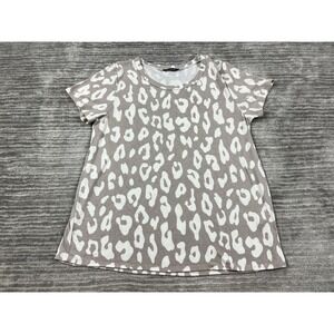 Bom Bom Top Womens XL Multicolor Animal Print Short Sleeve Polyester Blend